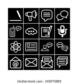 Set of simple icons for chat, conversation, mail, web and application