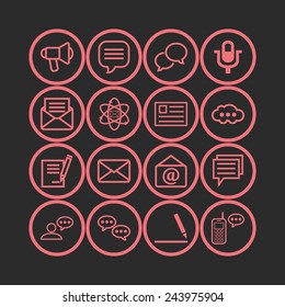 Set of simple icons for chat, conversation, mail, web and application