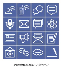 Set of simple icons for chat, conversation, mail, web and application