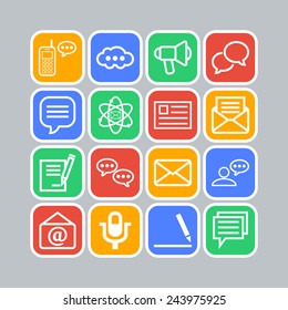 Set of simple icons for chat, conversation, mail, web and application