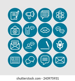 Set of simple icons for chat, conversation, mail, web and application