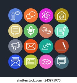 Set of simple icons for chat, conversation, mail, web and application