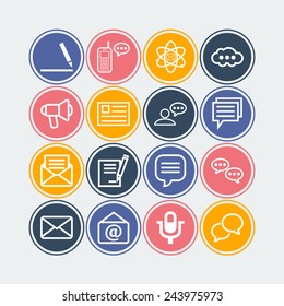 Set of simple icons for chat, conversation, mail, web and application
