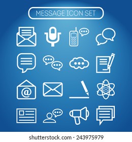 Set of simple icons for chat, conversation, mail, web and application