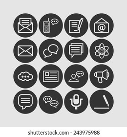 Set of simple icons for chat, conversation, mail, web and application