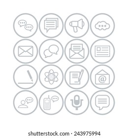 Set of simple icons for chat, conversation, mail, web and application