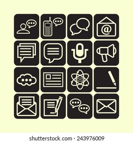 Set of simple icons for chat, conversation, mail, web and application