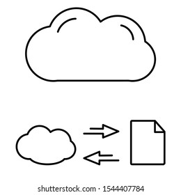 Set of simple icons with cloud and file transfer