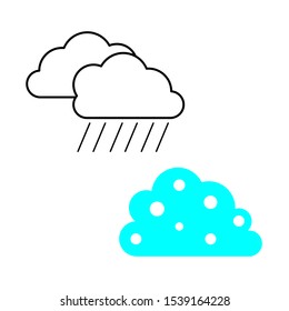 Set of simple icons with cloud with rain and blue cloud with snow