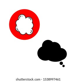 Set of simple icons with cloud in red frame and speech bubble