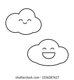 Set of simple icons with clouds with a smile
