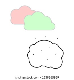 Set of simple icons with colored clouds with snow