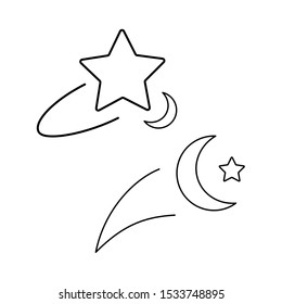 Set of simple icons with crescent and stars 
