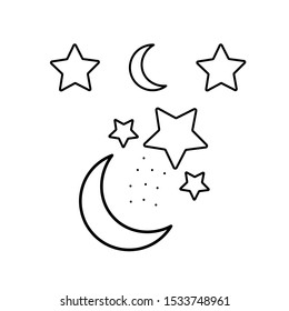 Set of simple icons with crescent and stars 