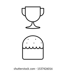 Set of simple icons with Cup and cake