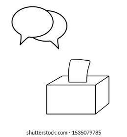 Set of simple icons with dialog box and box with napkins