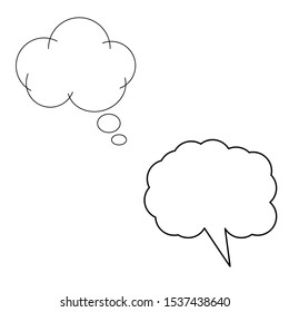 A set of simple icons with a dialog box in the shape of a cloud