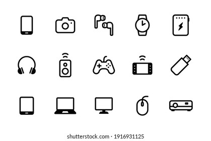 Set mit einfachen Symbolen für digitale Geräte und Gadgets