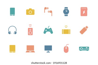 Set of simple icons for digital devices and gadgets