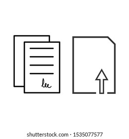 Set of simple icons with document with signature and file download