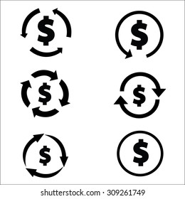 Set of simple icons dollar sign, money vector illustration