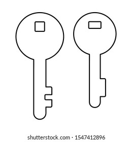 Set of simple icons with door keys on a white background.