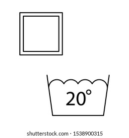Set of simple icons with dry machine wash and water temperature 20 degrees