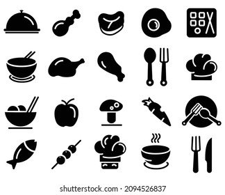  Set of simple icons of fast food, street food  for cafes, restaurants. 