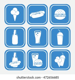 Set of simple icons for fast food, food delivery