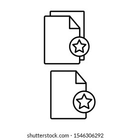 Set of simple icons with a favorite document with an asterisk on a white background
