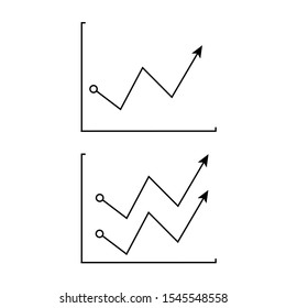 Set of simple icons with financial graph with profit