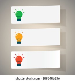 Set of simple icons flat color light bulbs