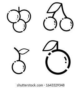 Set of simple icons fruits. sketch style