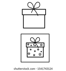 Set of simple icons with gift box and holiday box in frame