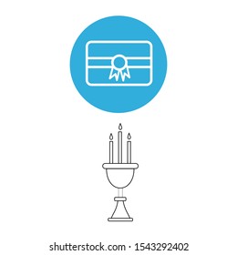 A set of simple icons with a gift certificate and candle holder with candles