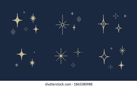 A set of simple icons of glitter, light and stars