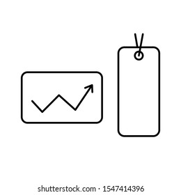 Set of simple icons with graph up and clothes tag.