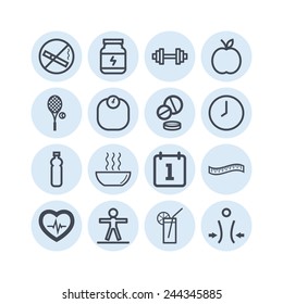 Set of simple icons for health and sport