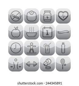 Set of simple icons for health and sport