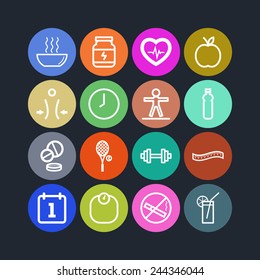 Set of simple icons for health and sport