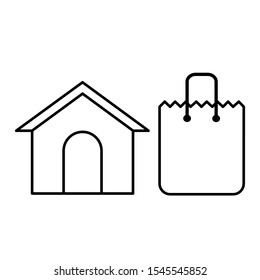 Set of simple icons with house and paper bag