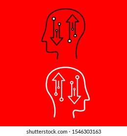Set of simple icons with human head and arrows.