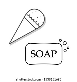 Set of simple icons with ice cream and soap