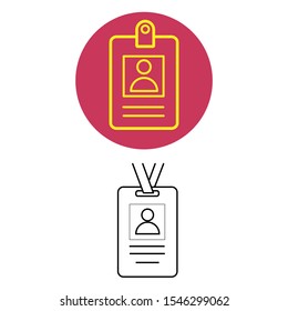 Set of simple icons with identification card on a shoelace