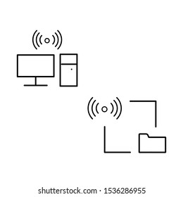 Set of simple icons with Internet hosting and wifi connection