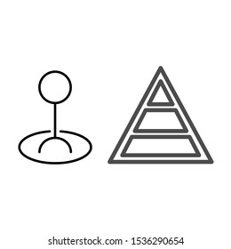 A set of simple icons with the joystick and the pyramid