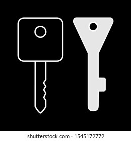Set of simple icons with keys on a black background.