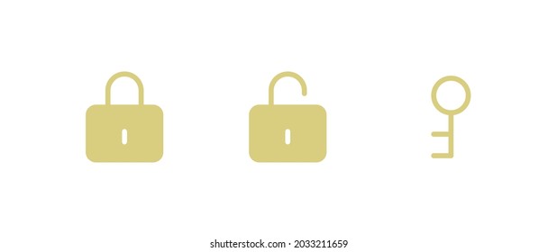 A set of simple icons for keys.
This illustration has the following elements: padlock, security, business, open, lock.