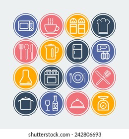 Set of simple icons for kitchen and cooking