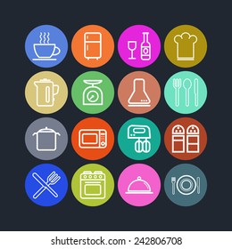 Set of simple icons for kitchen and cooking